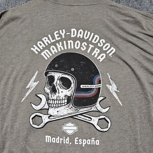 Harley Davidson Skull Helmet Makinostra Madrid Spain T Shirt Biker Motorcycle 2X